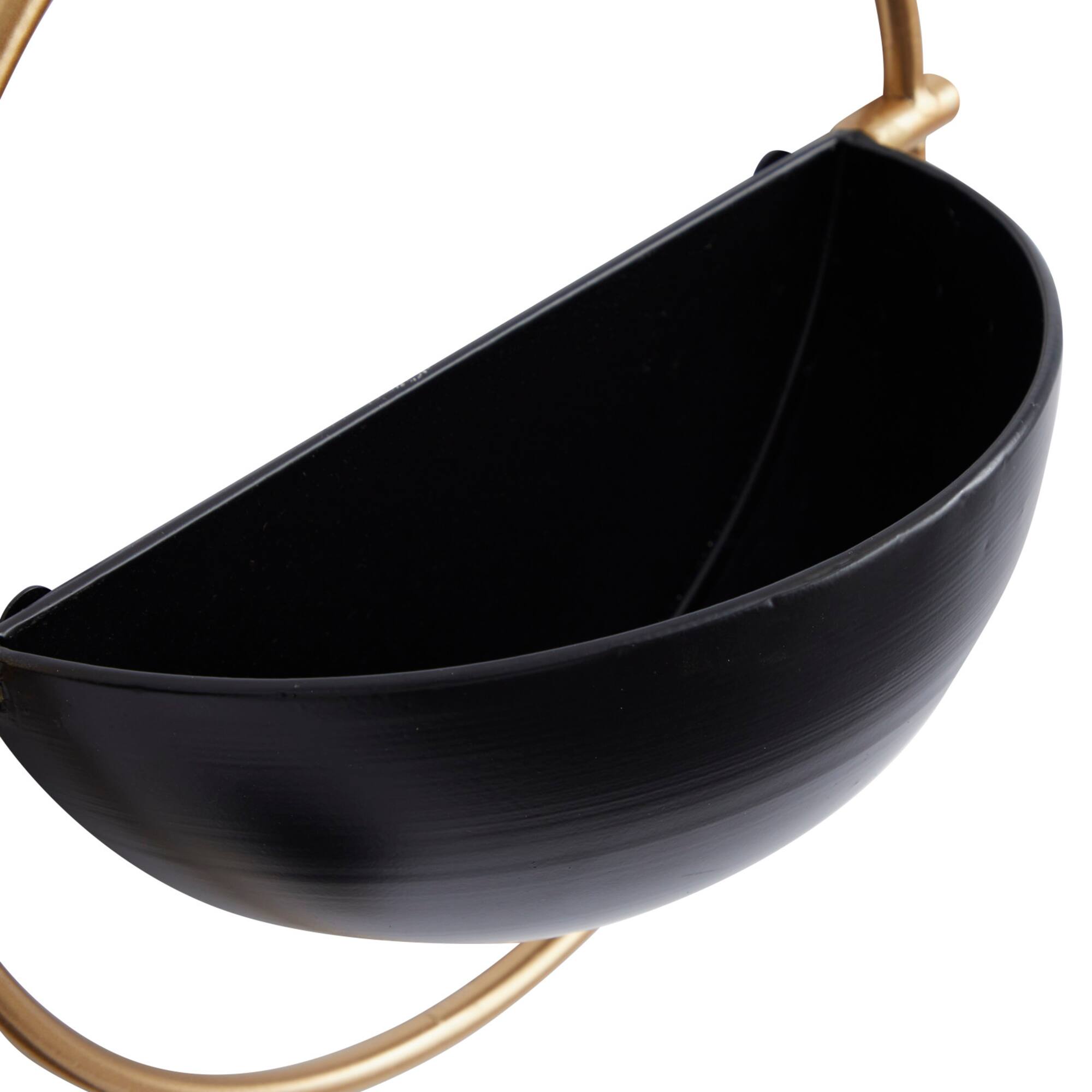 Set of 3 Black Iron Contemporary Planters, 15" x 14" x 5"